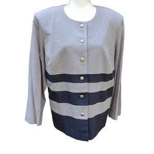 D. E. Frantoria Gray Long Sleeve Button Front Blouse 20